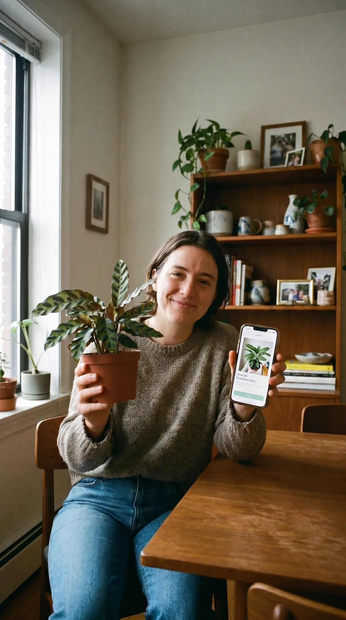 Real person using Verso Plant Care app